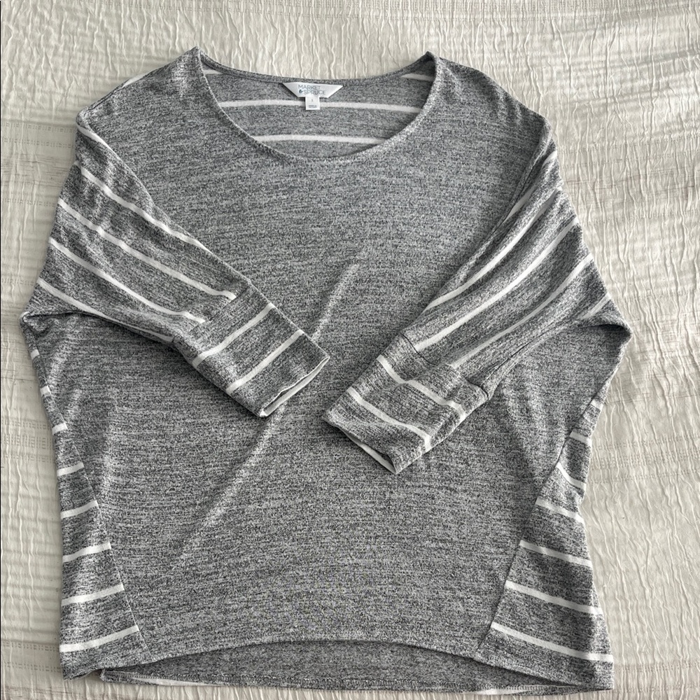 Market & Spruce Heather Gray Striped Sweater